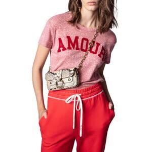 Zadig & Voltaire 'Walk Amour' Pinnk Short Sleeve Tee Size M